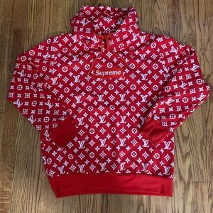 Louis Vuitton supreme red box logo hoodie